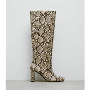 ZARA Patterned Heeled Boots - Snake - 38 NWT